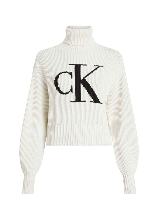 

Белый свитер с воротником-стойкой и обычным принтом, женский Calvin Klein Jeans