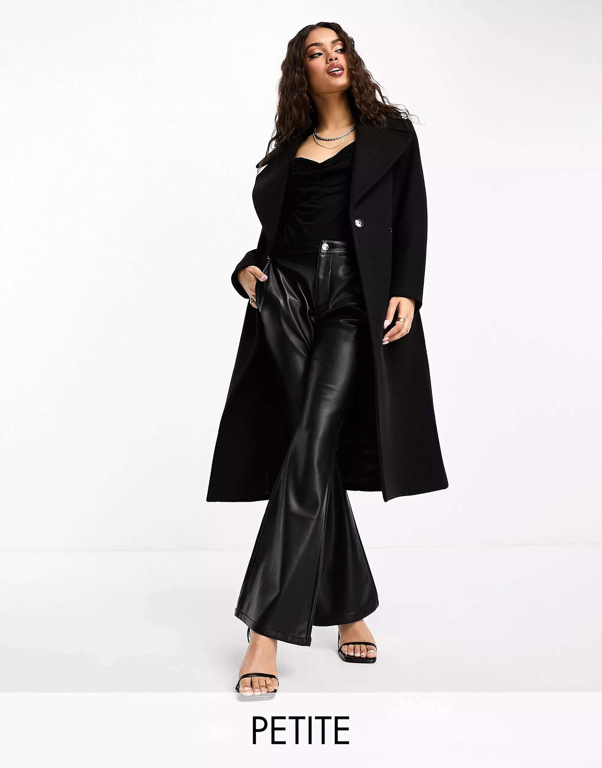 

Черное деловое пальто с запахом и поясом Forever New Petite, Черный, Черное деловое пальто с запахом и поясом Forever New Petite