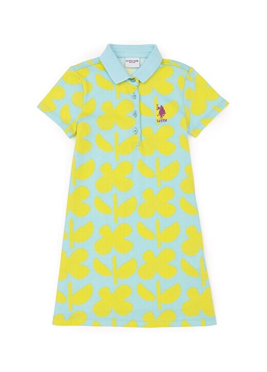 Мятное платье миди для девочки SELIA U.S. Polo Assn., мятный