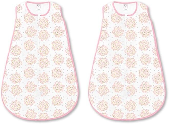 

Хлопковый вязаный спальный мешок Swaddle Designs, носимое одеяло без рукавов с двусторонней молнией, розовый небесный цветочный цвет, средний размер, 6–12 месяцев (2 шт. в упаковке) SwaddleDesigns, Heavenly Floral