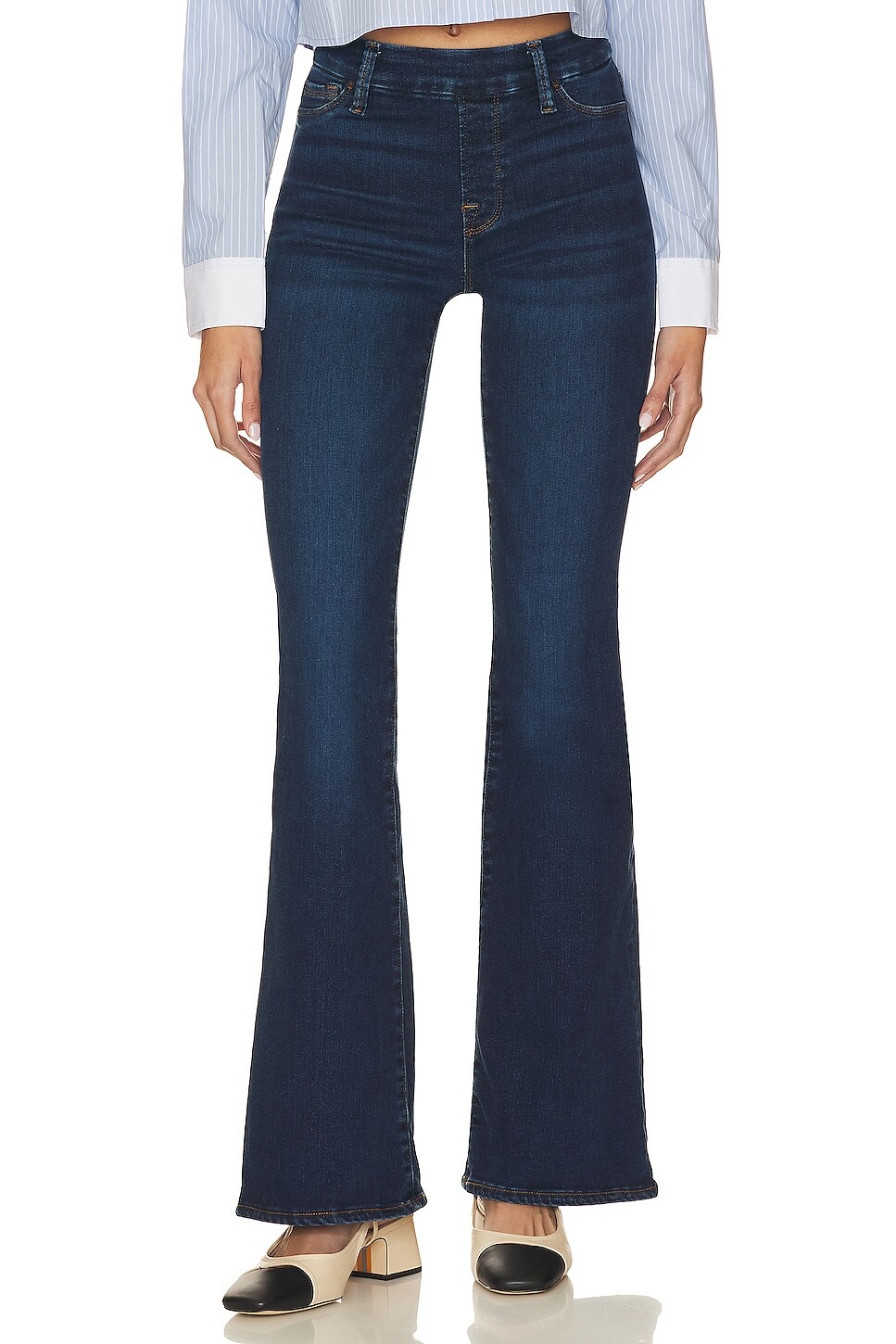 

Джинсы Good American Power Stretch Pull On Flare, цвет Indigo491