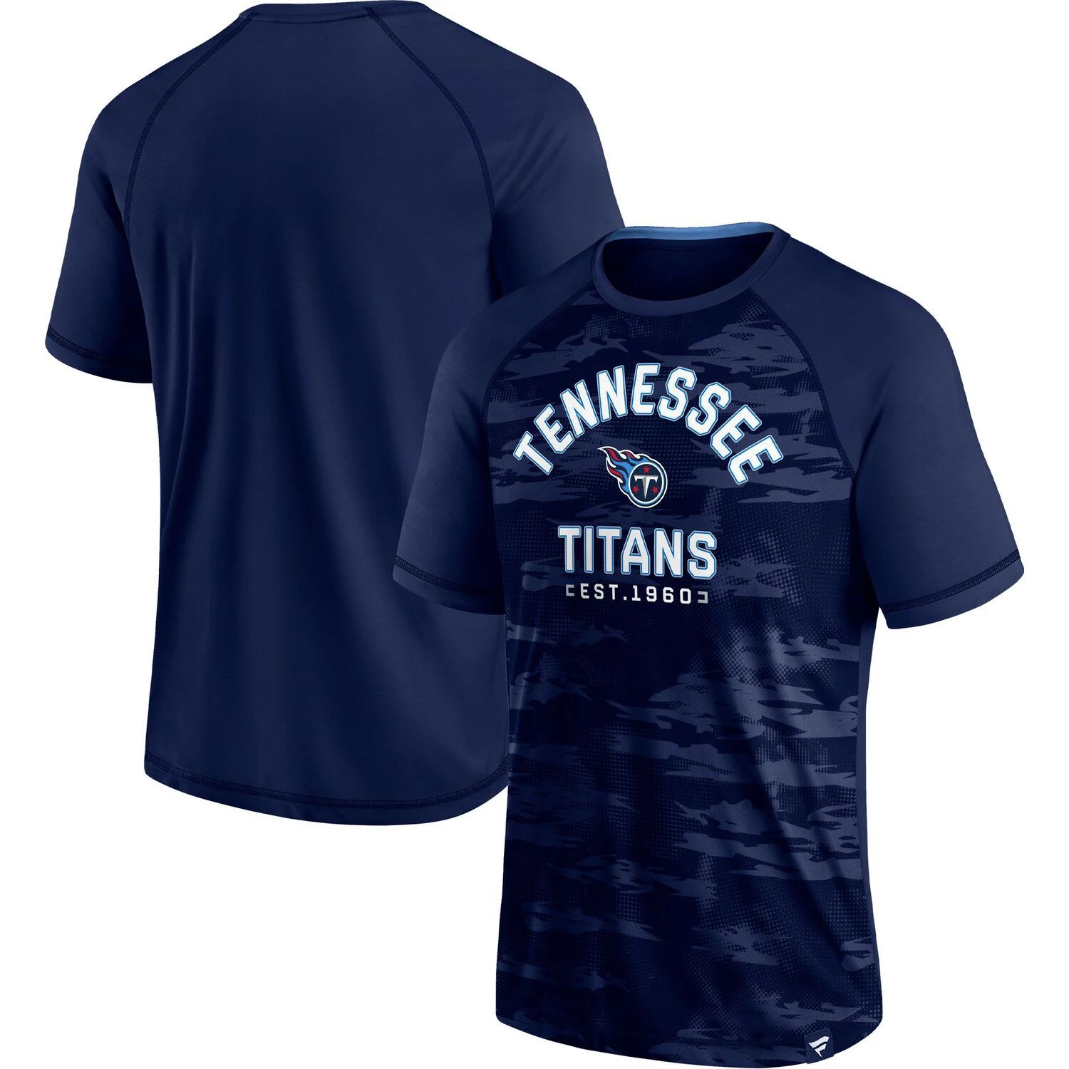 цена Мужская темно-синяя футболка с логотипом Tennessee Titans Hail Mary реглан Fanatics