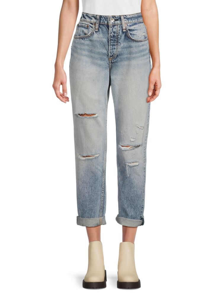 

Укороченные джинсы-бойфренды со средней посадкой Rosa Rag & Bone, цвет Light Blue