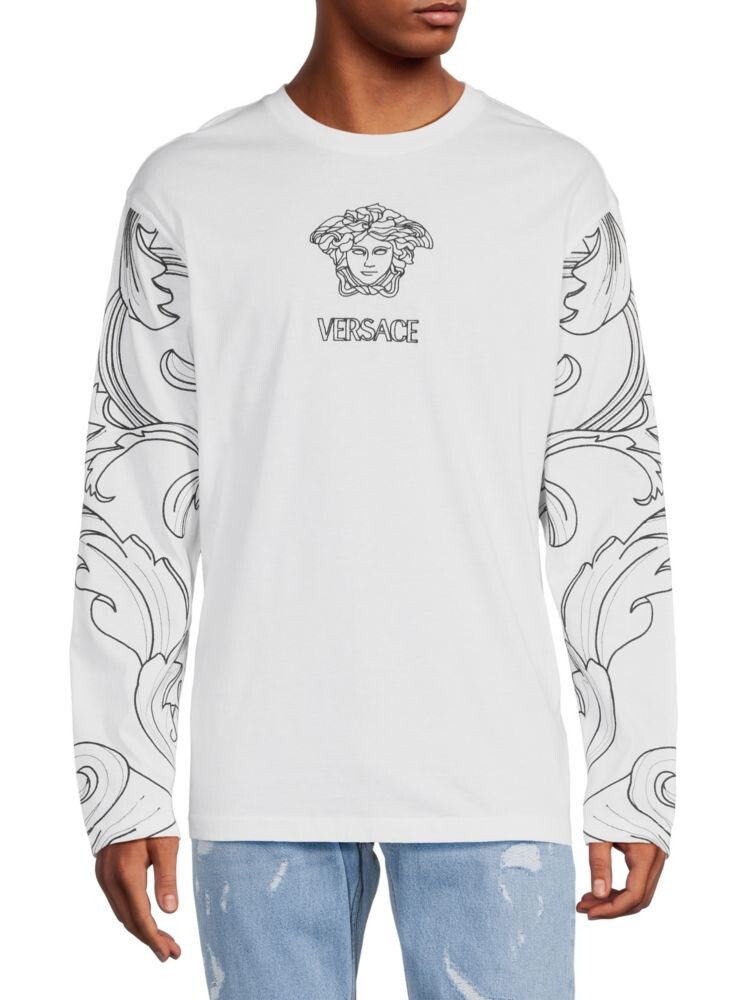 

Футболка с длинными рукавами и логотипом College Fit Versace, цвет Optical White
