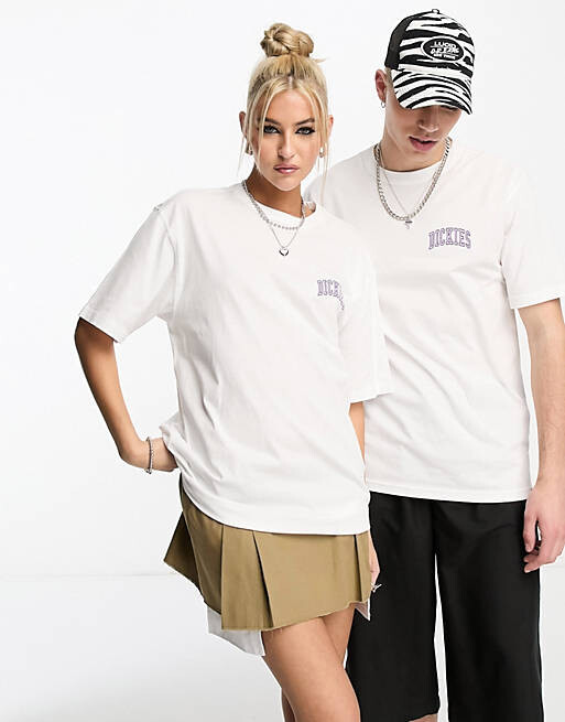 

Белая футболка унисекс с логотипом на левой груди Dickies Aitkin, Белый