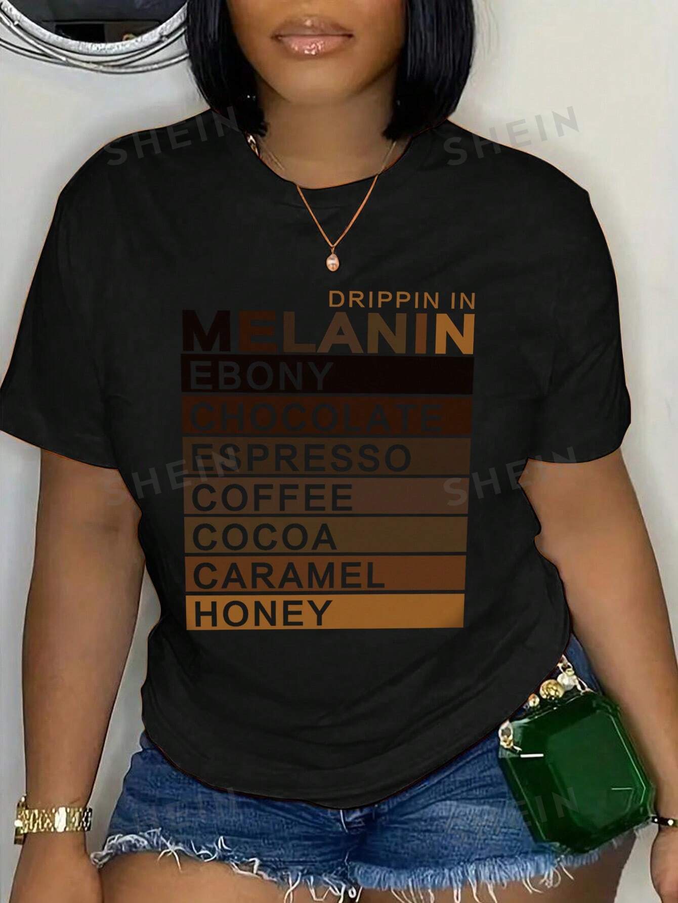 цена SHEIN Slayr Женская футболка с круглым вырезом и принтом слогана, черный