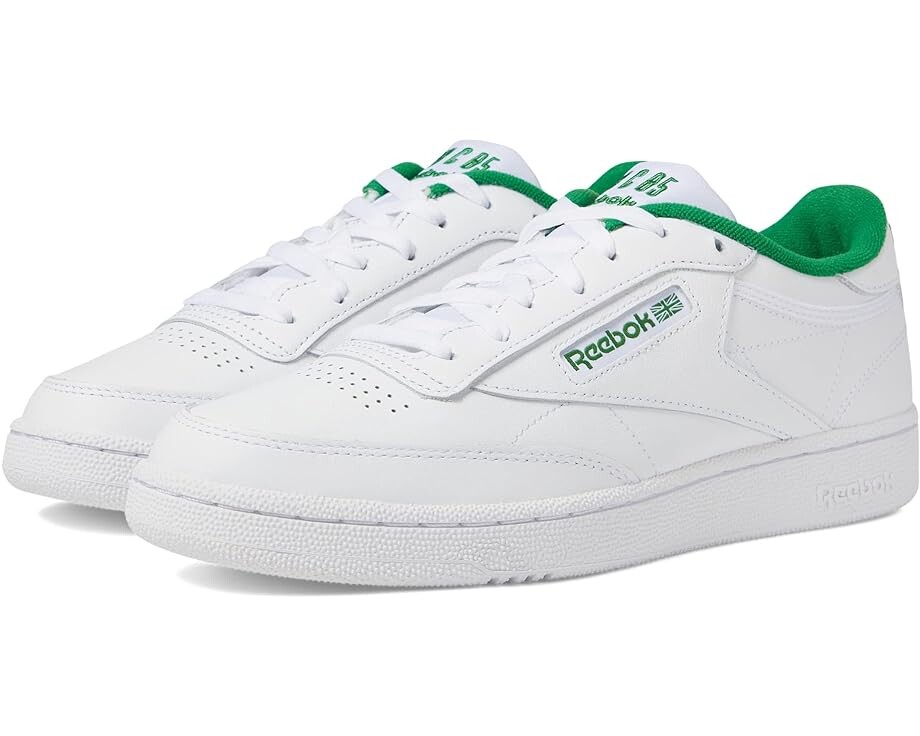 Кроссовки Reebok Club C 85, цвет White/Glen Green/Solar Acid Yellow