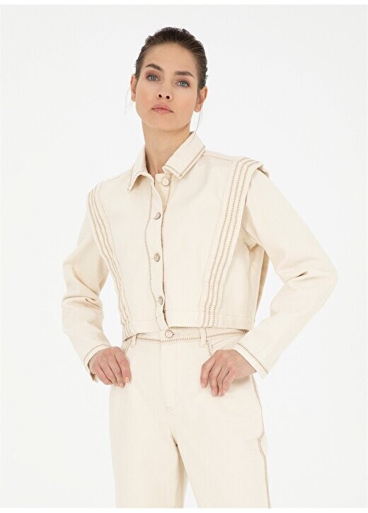 

Кремовая женская рубашка с укороченным топом и воротником LINO-C Pierre Cardin, кремовый