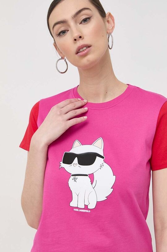 

Хлопковая футболка Karl Lagerfeld, розовый