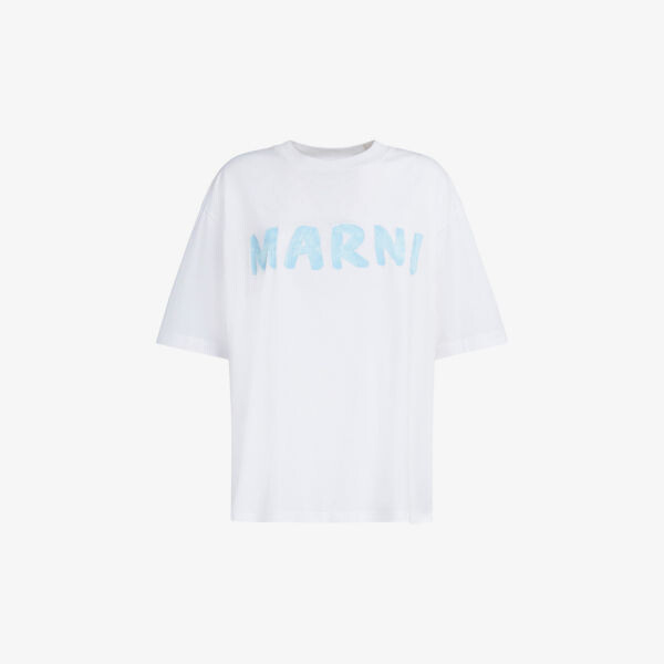 

Футболка свободного кроя из хлопкового джерси с логотипом Marni, лиловый