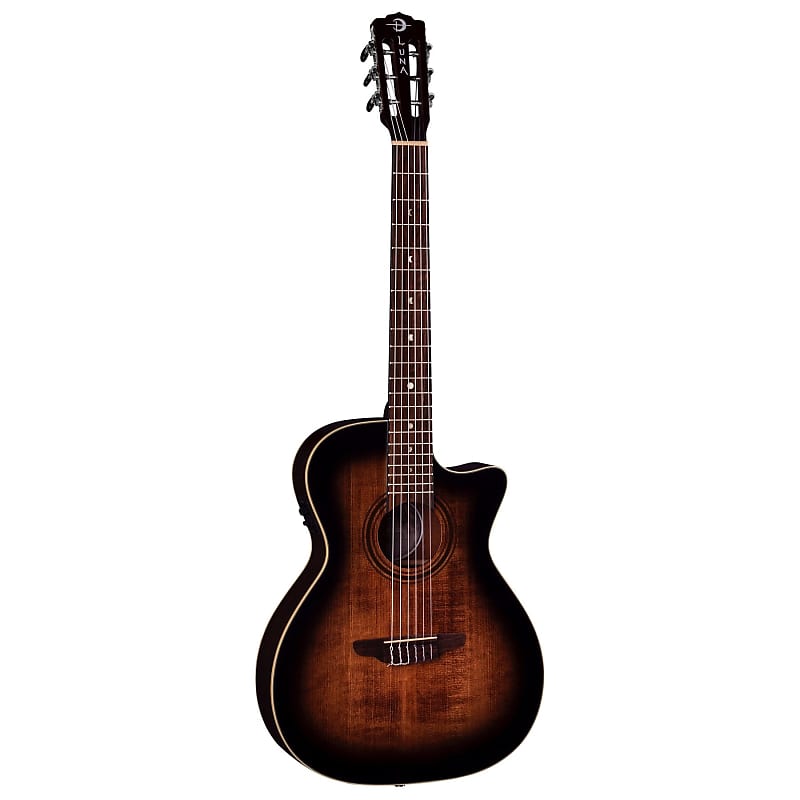 Акустическая гитара Luna Art Vintage Nylon String Acoustic-electric Guitar - Distressed Brown Burst цена и фото