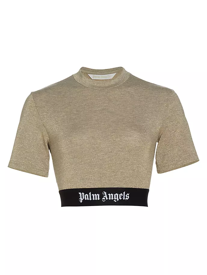 

Укороченный топ с блестящей лентой с логотипом Palm Angels, черный