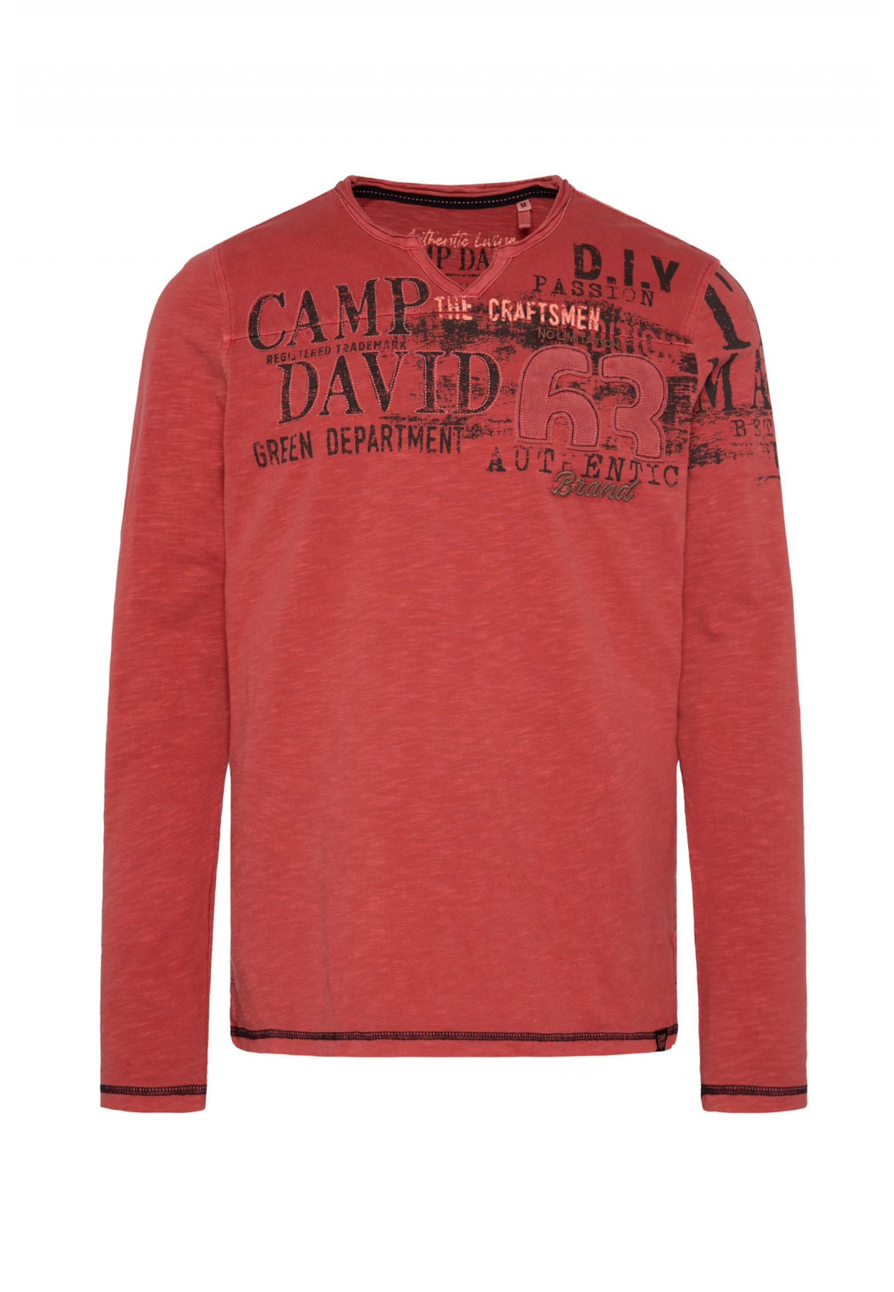 Лонгслив CAMP DAVID T Shirt 'The Craftsmen', красный зажим грудной turbochest camp красный
