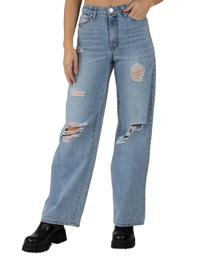 цена Юниорские хлопковые джинсы с высокой посадкой и эффектом потертости Indigo Rein, цвет Light Blue