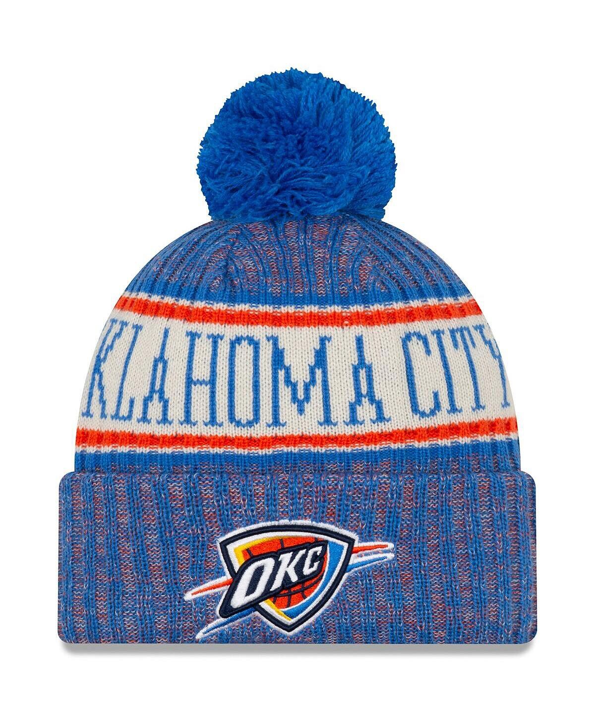 

Мужская синяя вязаная шапка с манжетами и помпоном Oklahoma City Thunder Sport New Era