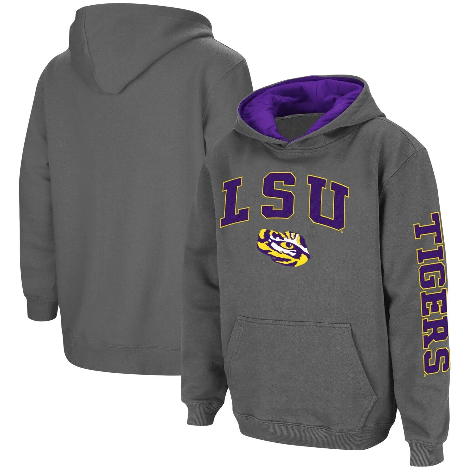 

Темно-угольный пуловер с капюшоном Youth Colosseum LSU Tigers 2-Hit Team Colosseum
