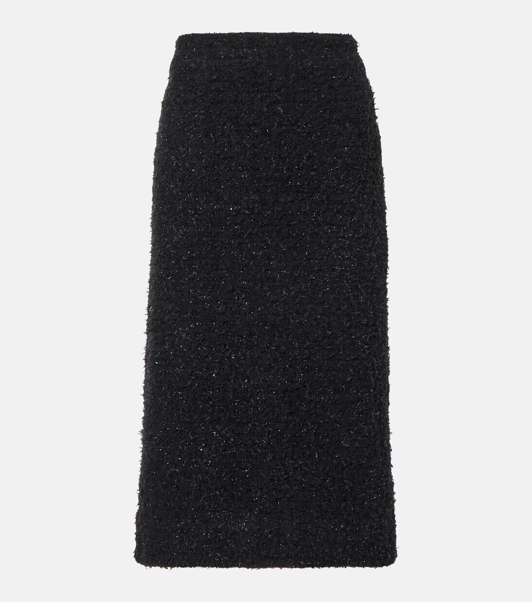 

Юбка миди из твида с добавлением хлопка Balenciaga, черный