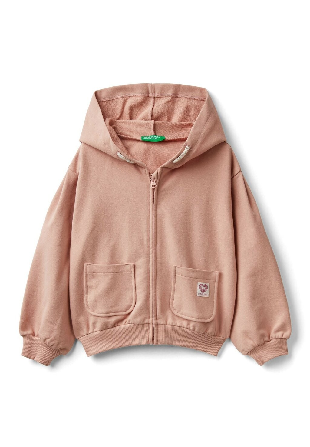 

Толстовка на молнии Hem And Cuffs Tape Fastened On Hood Box Pleat Sleeves Fashion Label Applied To Front Pockets United Colors of Benetton, розовый