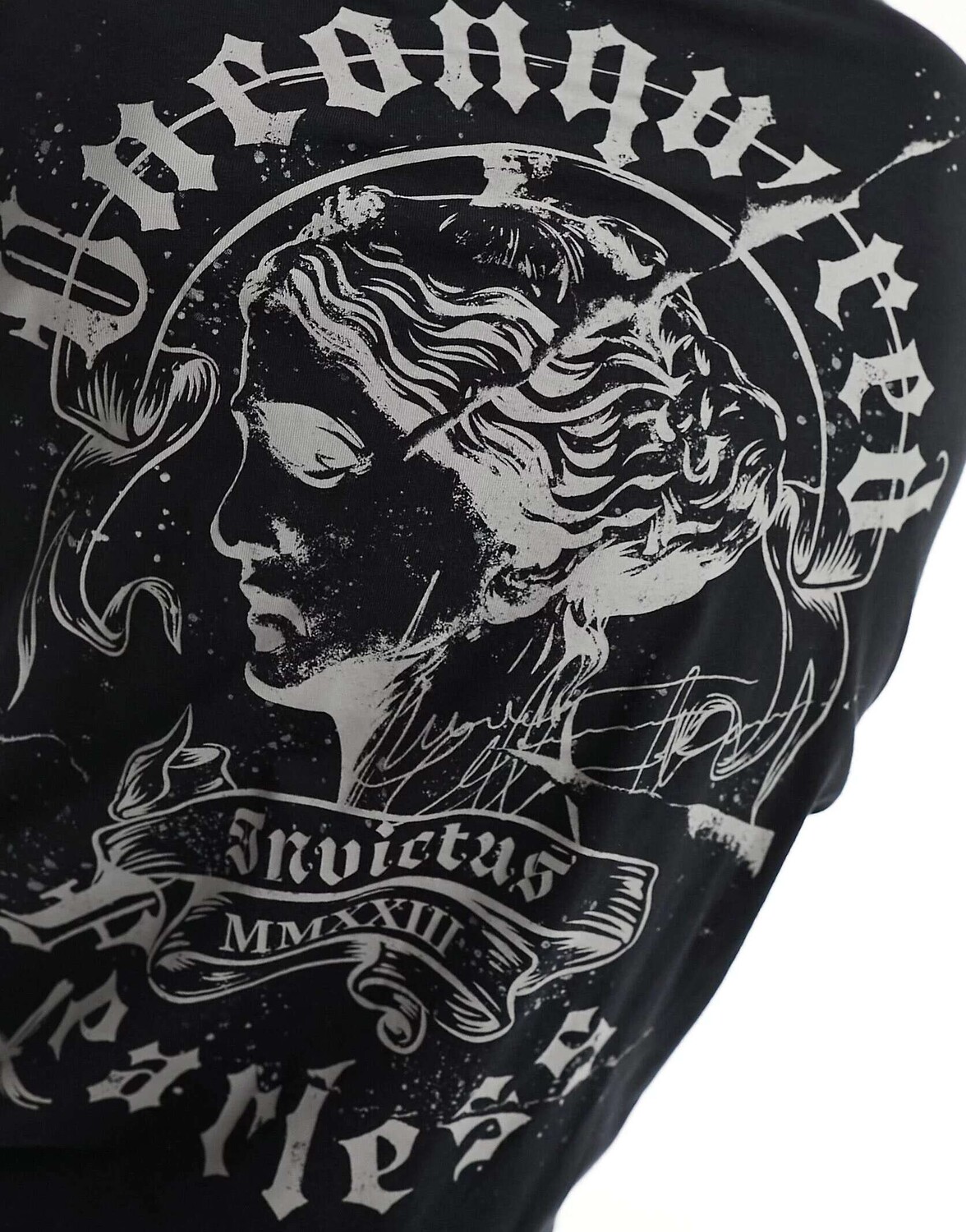 

Черная оверсайз-футболка с длинными рукавами и принтом статуи на спине ASOS, Черный