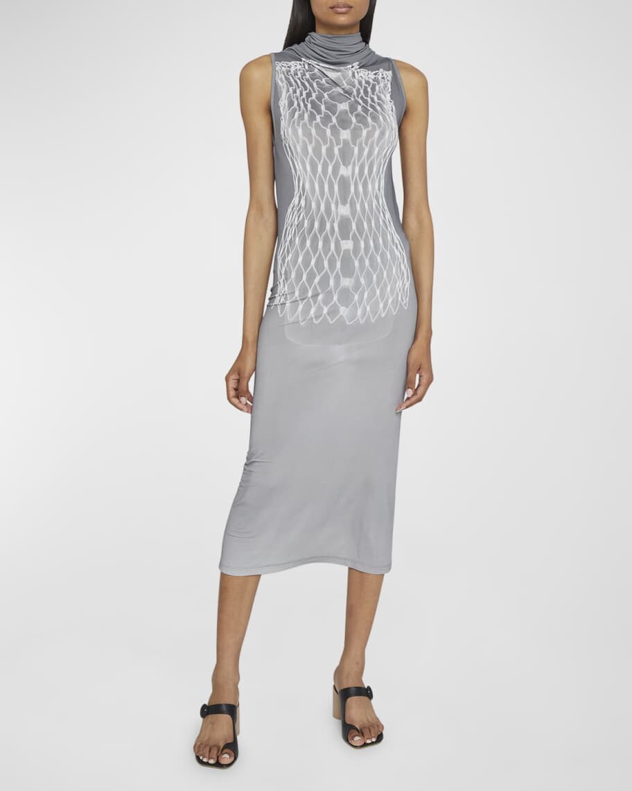 

Платье миди с водолазкой и принтом MM6 Maison Margiela