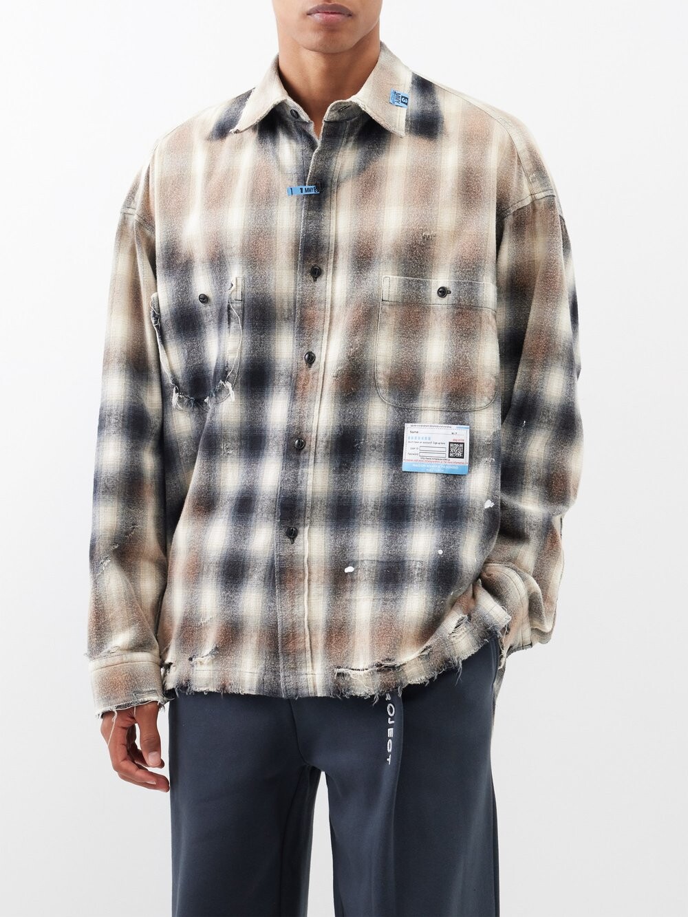

Хлопковая рубашка в клетку vintage check Mihara Yasuhiro, черный