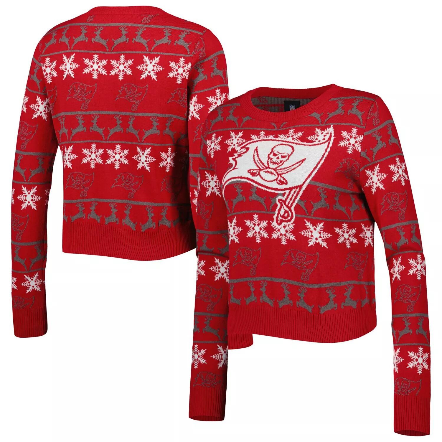

Женский укороченный свитер FOCO Red Tampa Bay Buccaneers Ugly Holiday