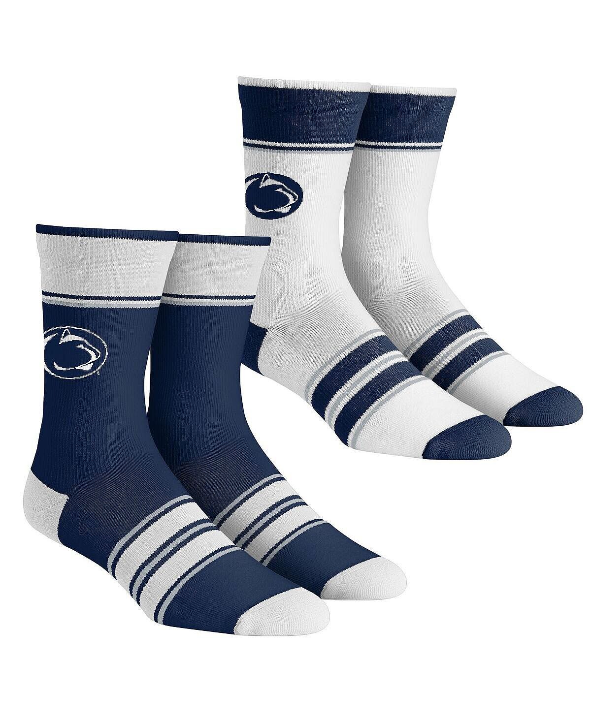 

Мужские и женские носки Penn State Nittany Lions, набор из 2 носков Team Crew в несколько полосок Rock 'Em