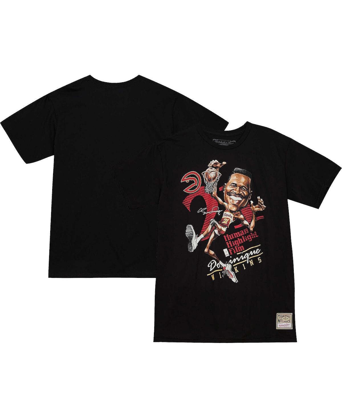 

Мужская черная футболка с карикатурой Dominique Wilkins Atlanta Hawks Hardwood Classics Mitchell & Ness