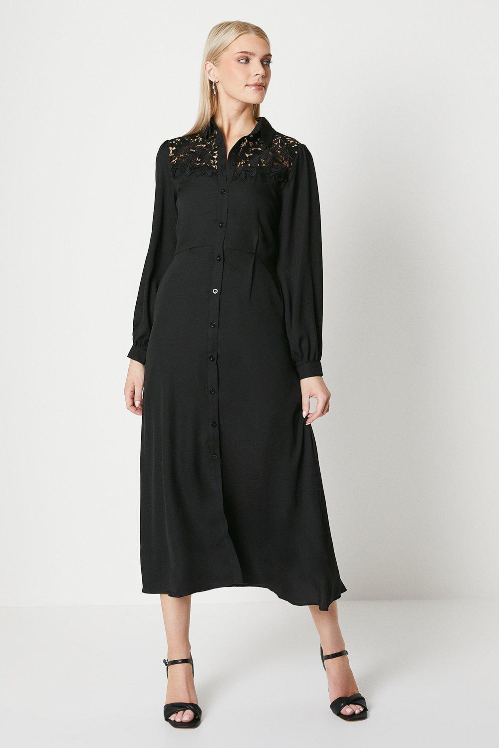 Платье миди с кружевными деталями Debenhams, черный