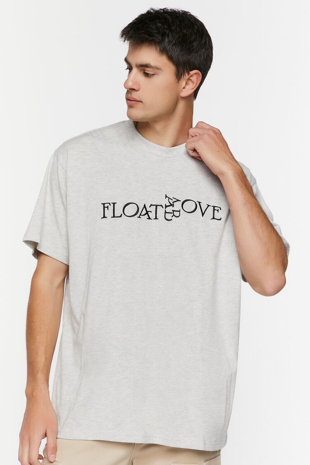 

Футболка с вышивкой Forever 21, серый