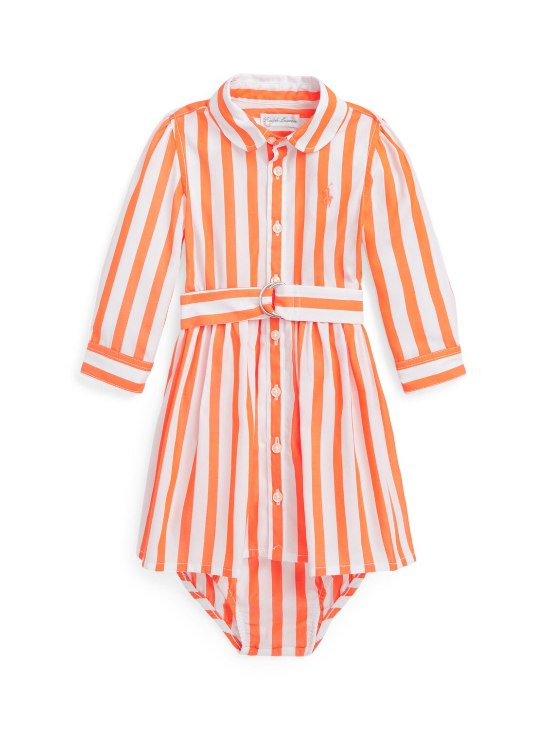

Платье-рубашка в полоску Polo Ralph Lauren Baby Hadlee, майский оранжевый/белый