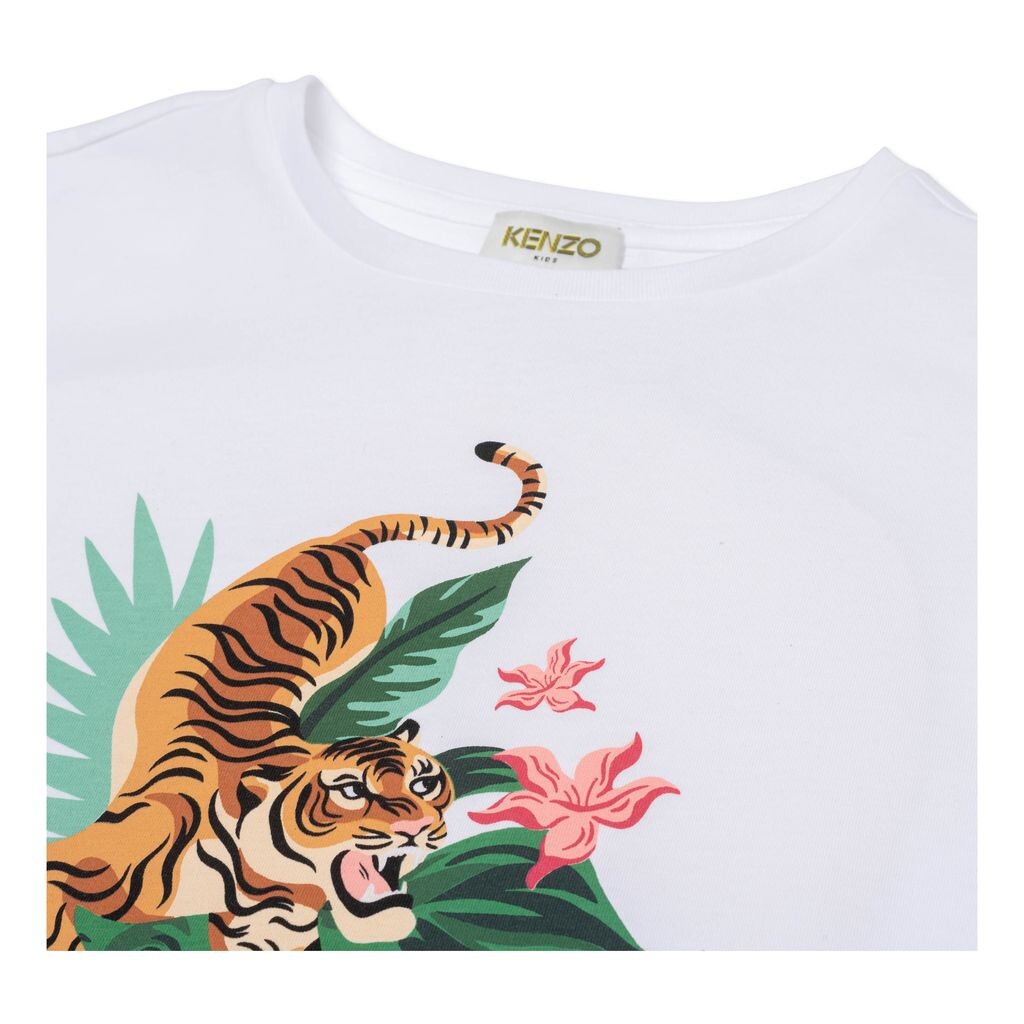 

Белая футболка с прыгающим тигром KENZO, белый