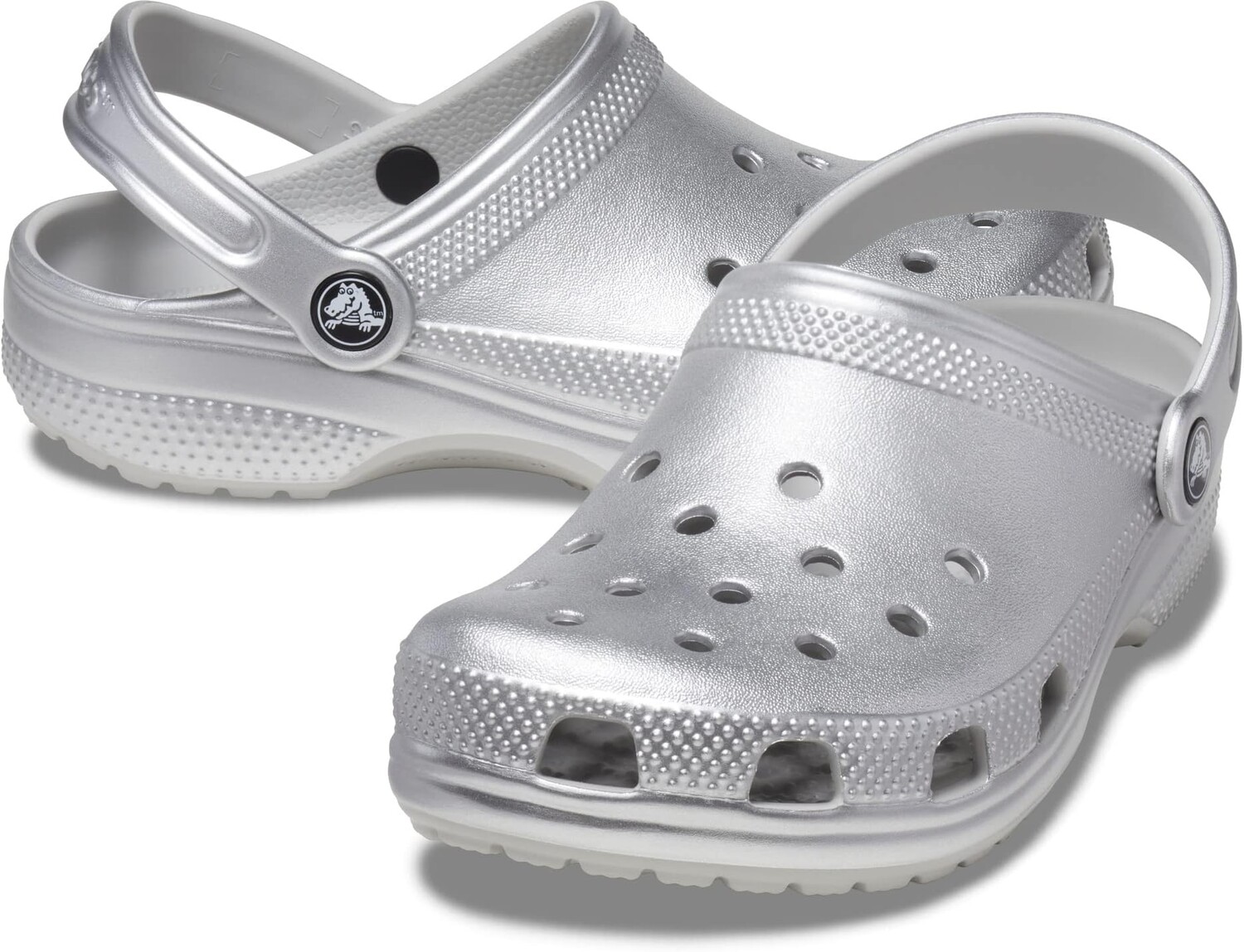 

Сабо Classic Glitter Clog Crocs, цвет Silver Metallic