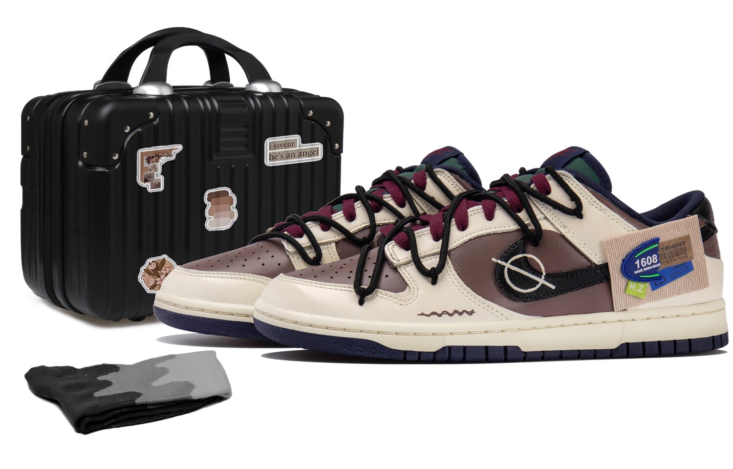 

Кроссовки Nike Dunk Skateboarding Shoes Men Low-top Beige/black/brown, черный