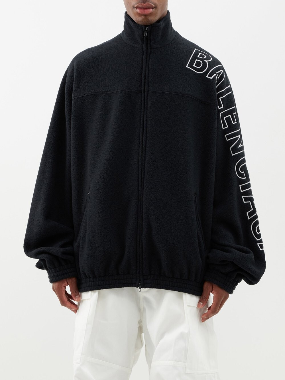 

Спортивный топ из флиса с вышитым логотипом Balenciaga, черный