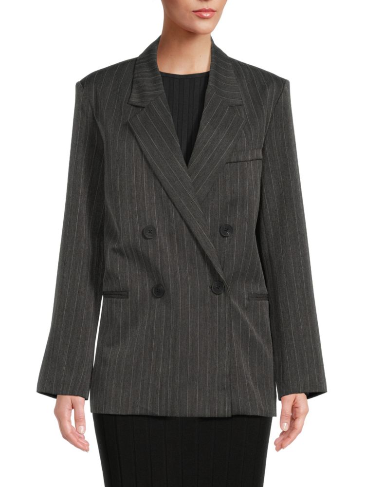 Полосатый двубортный пиджак Lea & Viola, серый