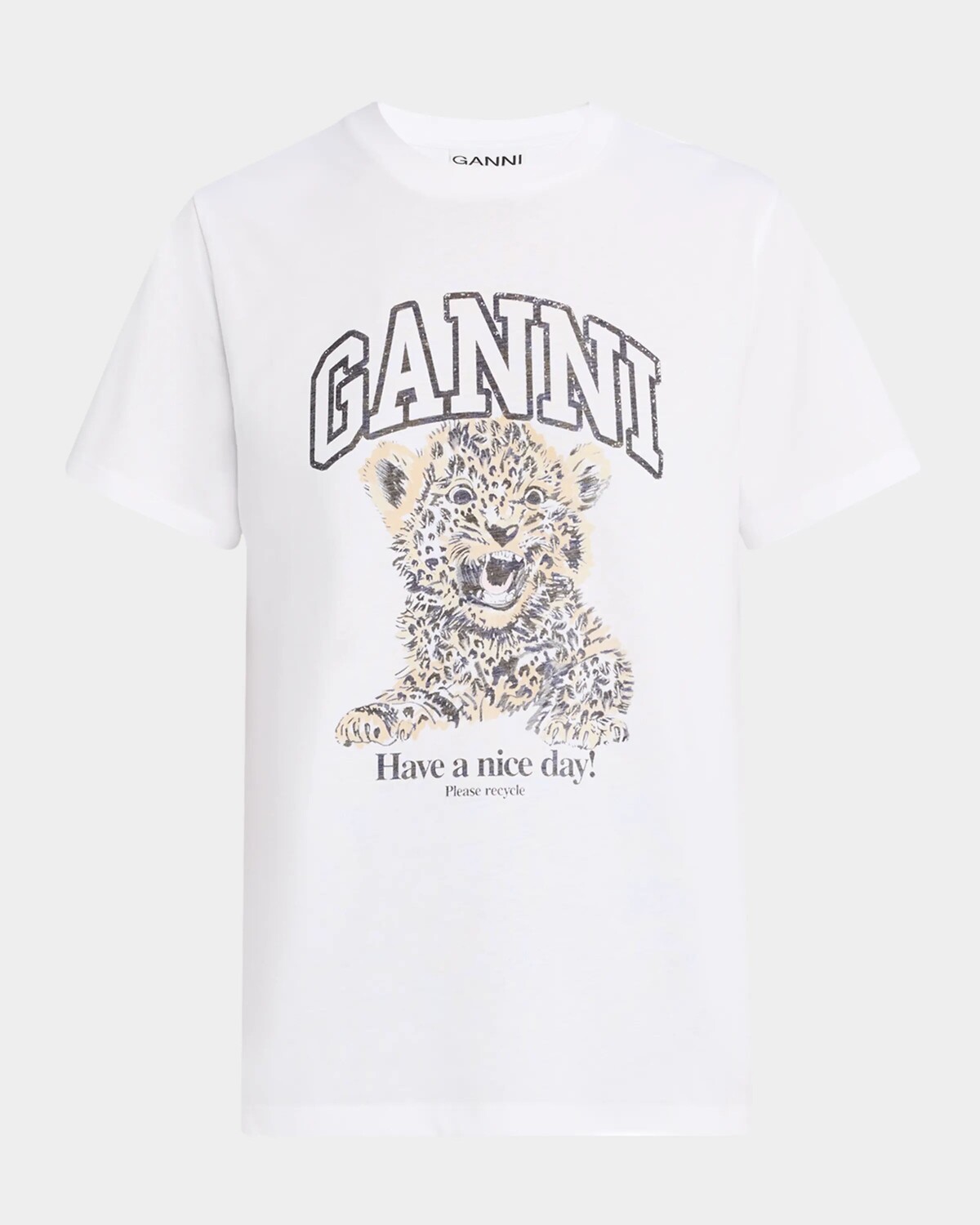 

Свободная футболка с леопардовым логотипом Ganni, цвет Leopard