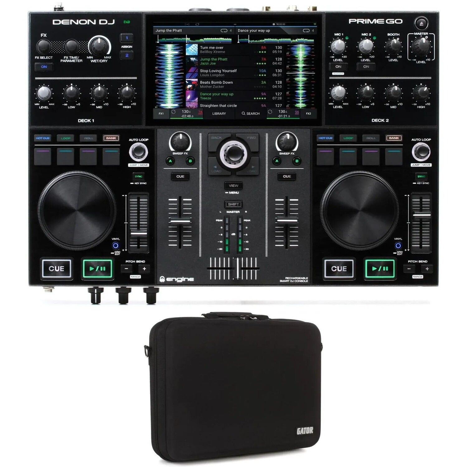 

Аккумуляторная DJ-система Denon DJ Prime GO с сенсорным экраном, Wi-Fi и футляром для переноски