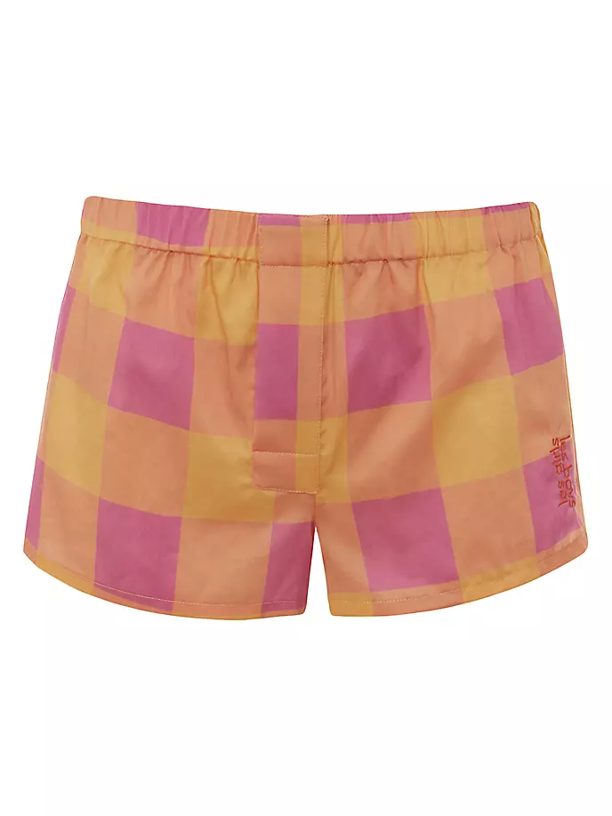 

Пижамные шорты в мелкую клетку Les Girls Les Boys, цвет berry pink citrus
