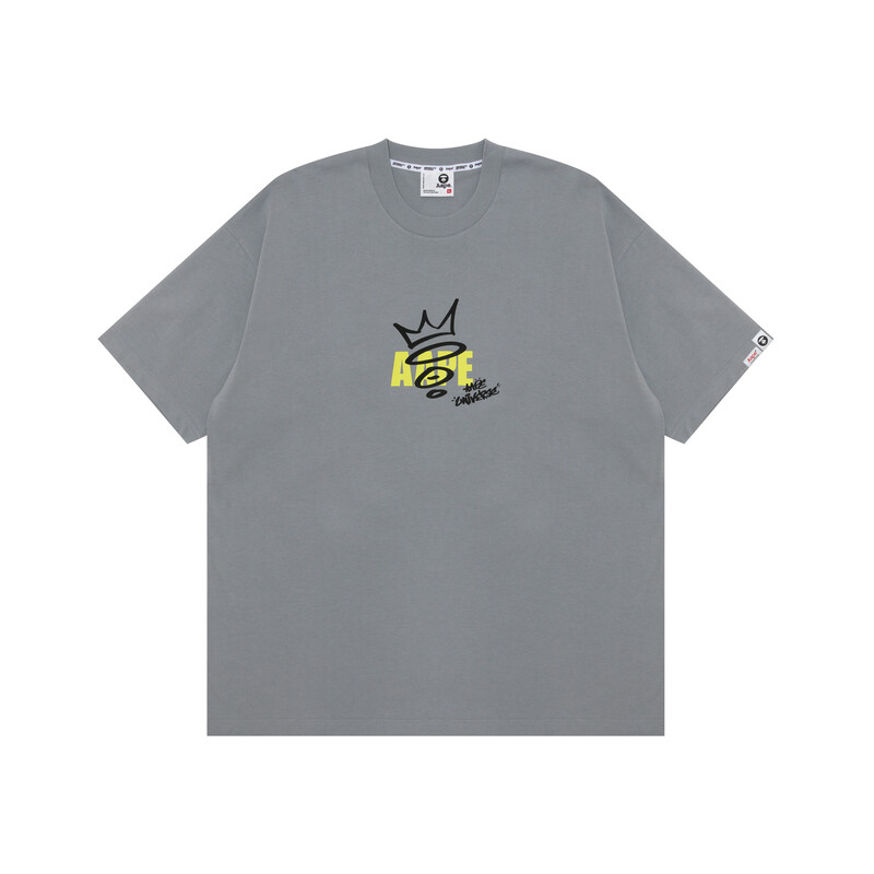 

BY *A BATHING APE Хлопковая футболка с принтом логотипа Aape, серый