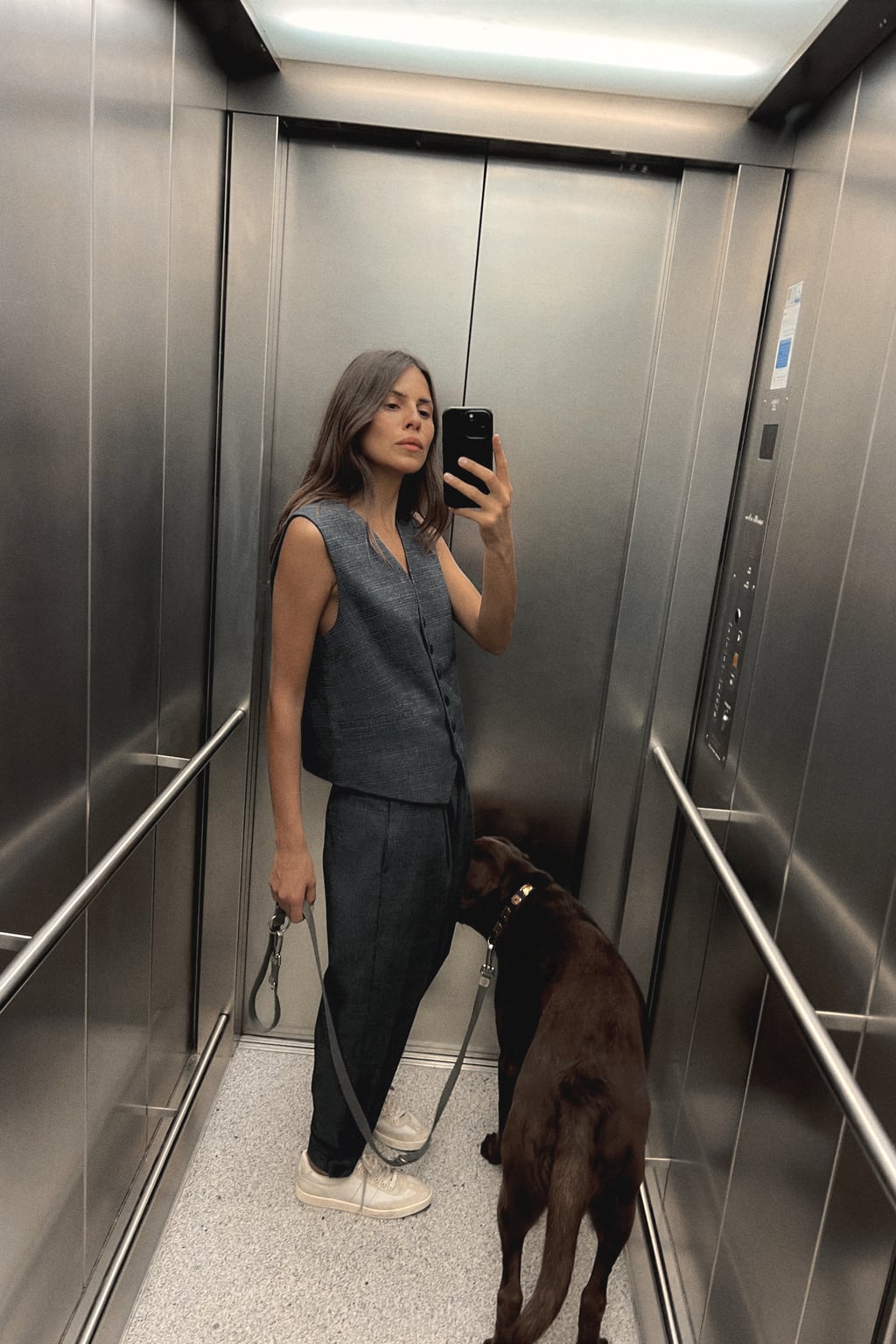 

Брюки в клетку морковного кроя ZARA, синий