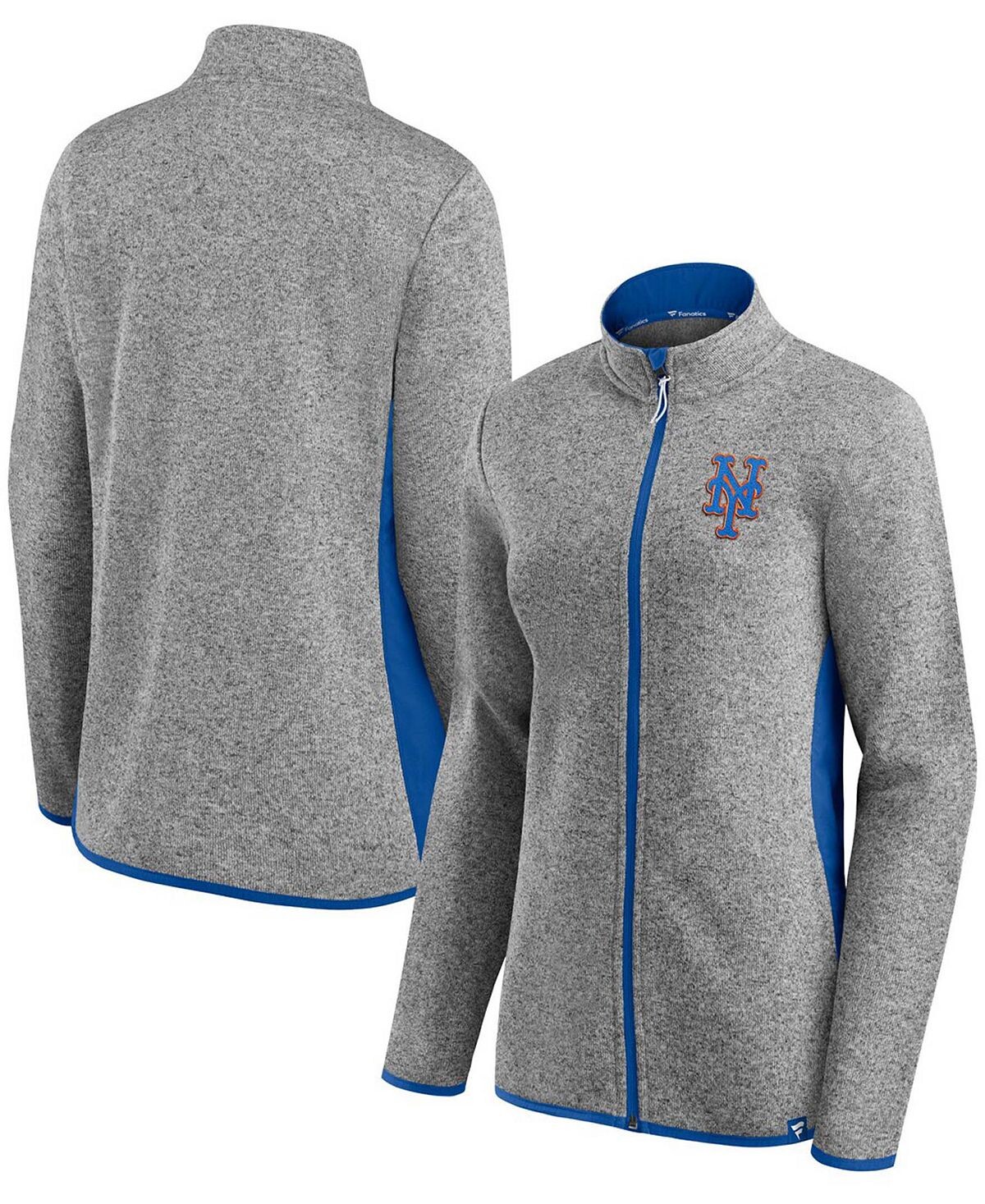 

Женская флисовая куртка с логотипом Heather Charcoal New York Mets Primary на молнии во всю длину Fanatics
