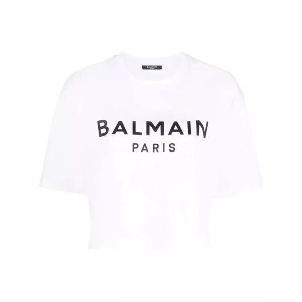 

Футболка logo cropped t-shirt Balmain, белый