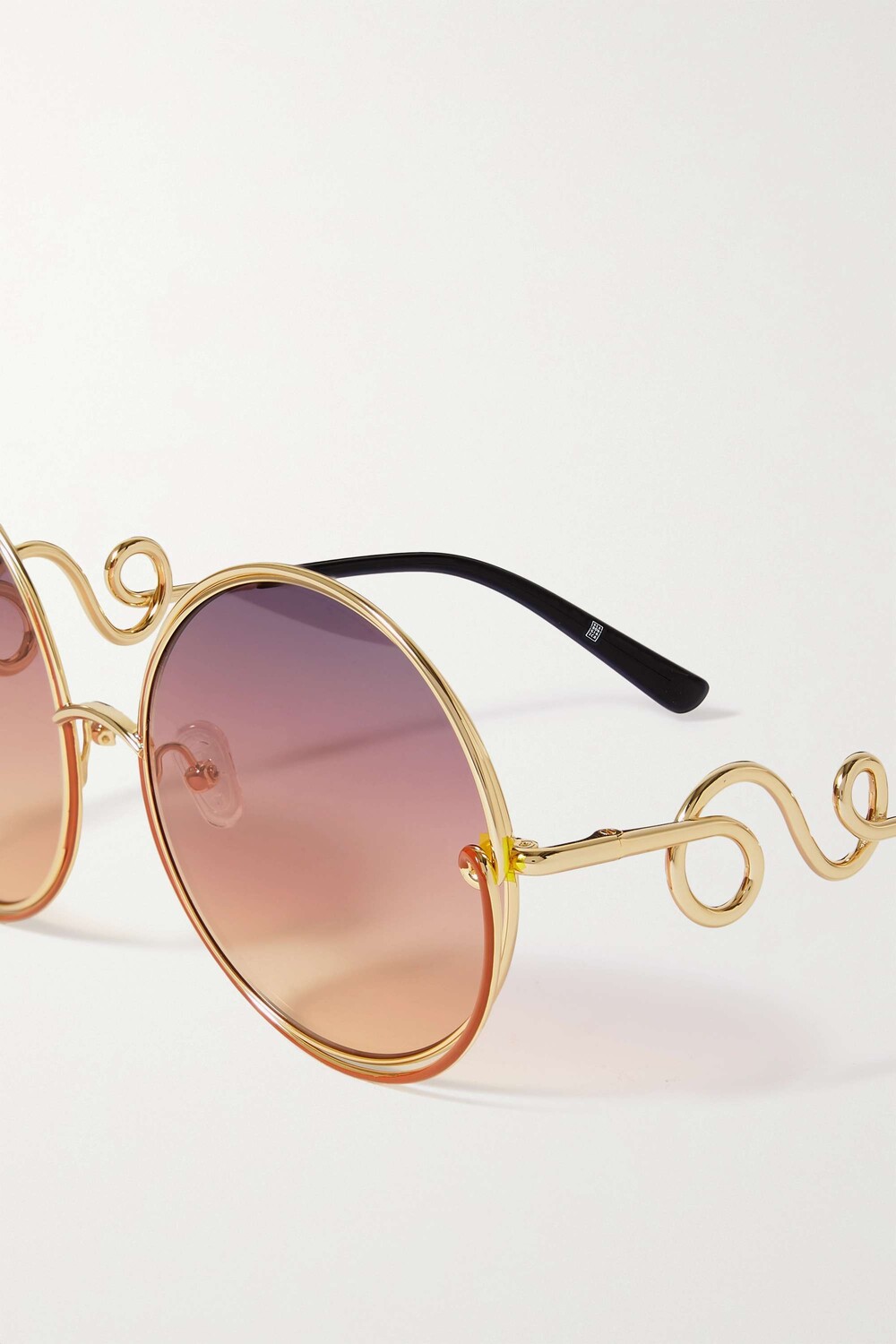 

LINDA FARROW EYEWEAR + Золотистые солнцезащитные очки Bea Bongiasca в круглой оправе, апельсин