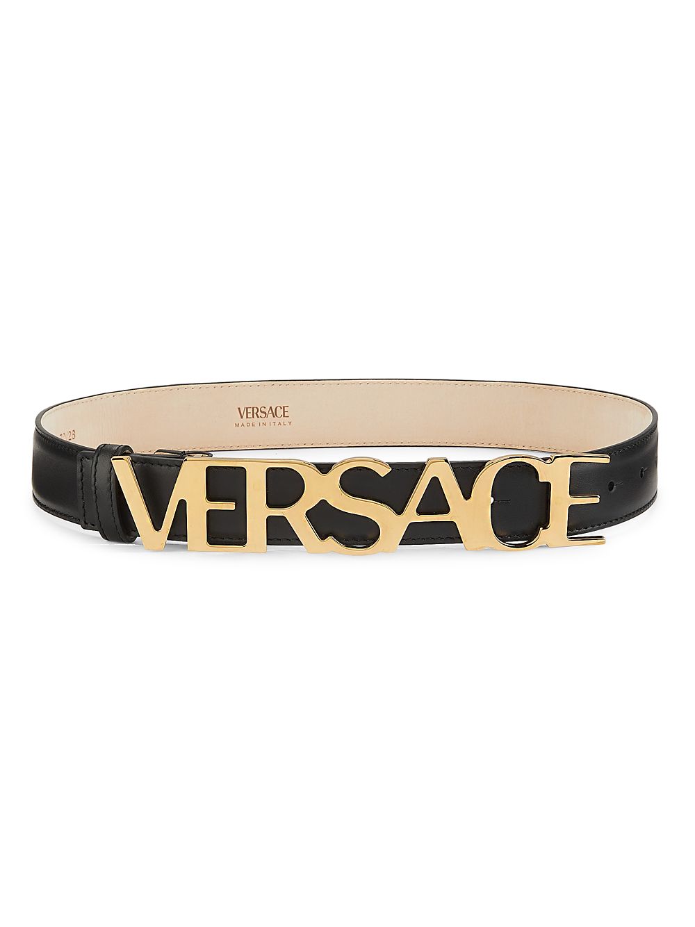 

Кожаный ремень с логотипом Versace Versace, черный