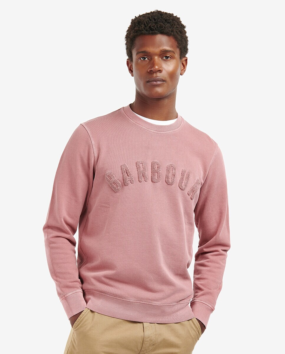 

Мужской плюшевый свитер с вышивкой Barbour, розовый