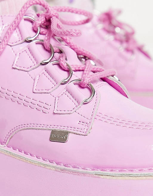 Ботинки на платформе Kickers Kick с розовым голографическим лаком эксклюзивные фиолетовые ботинки на платформе kickers с леопардовым принтом