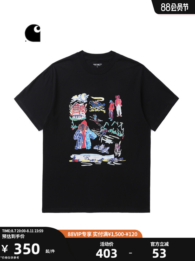 

Футболка мужская Carhartt WIP с рисунком и принтом, черный