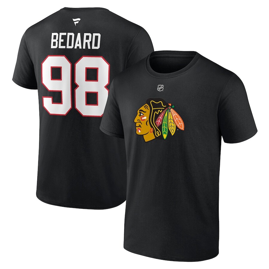 

Футболка с именем и номером Fanatics Branded Chicago Blackhawks, черный