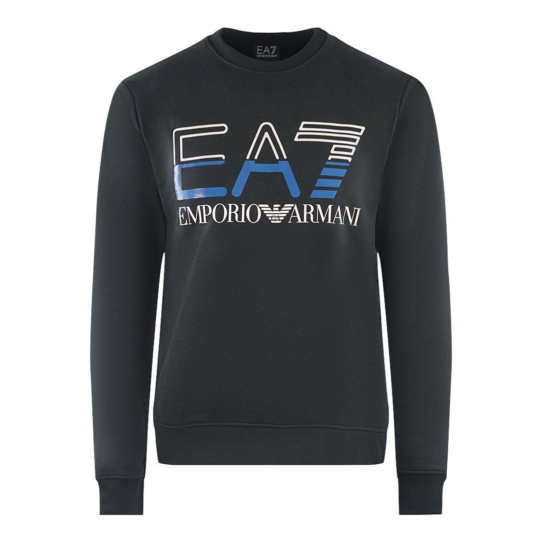 Черный свитшот с большим логотипом бренда EA7, черный